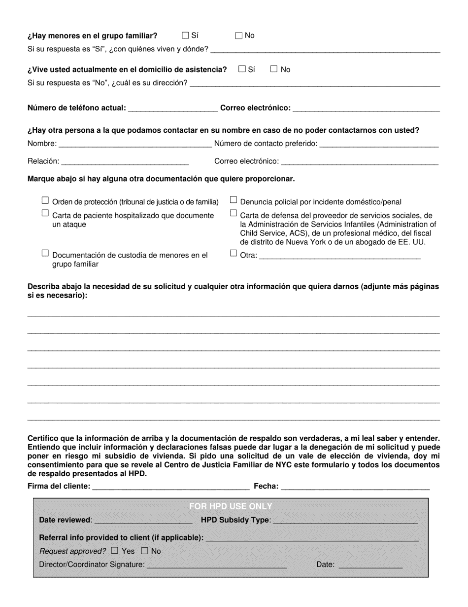 Solicitud De Adaptacion Segun La Ley De Violencia Contra La Mujer (Vawa) - New York City (Spanish), Page 2