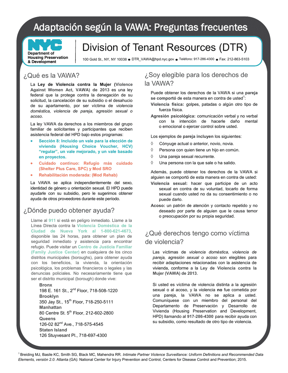 Solicitud De Adaptacion Segun La Ley De Violencia Contra La Mujer (Vawa) - New York City (Spanish), Page 3