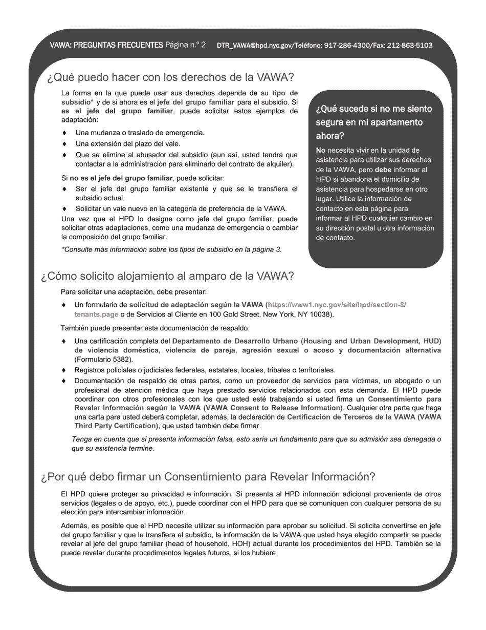 Solicitud De Adaptacion Segun La Ley De Violencia Contra La Mujer (Vawa) - New York City (Spanish), Page 4