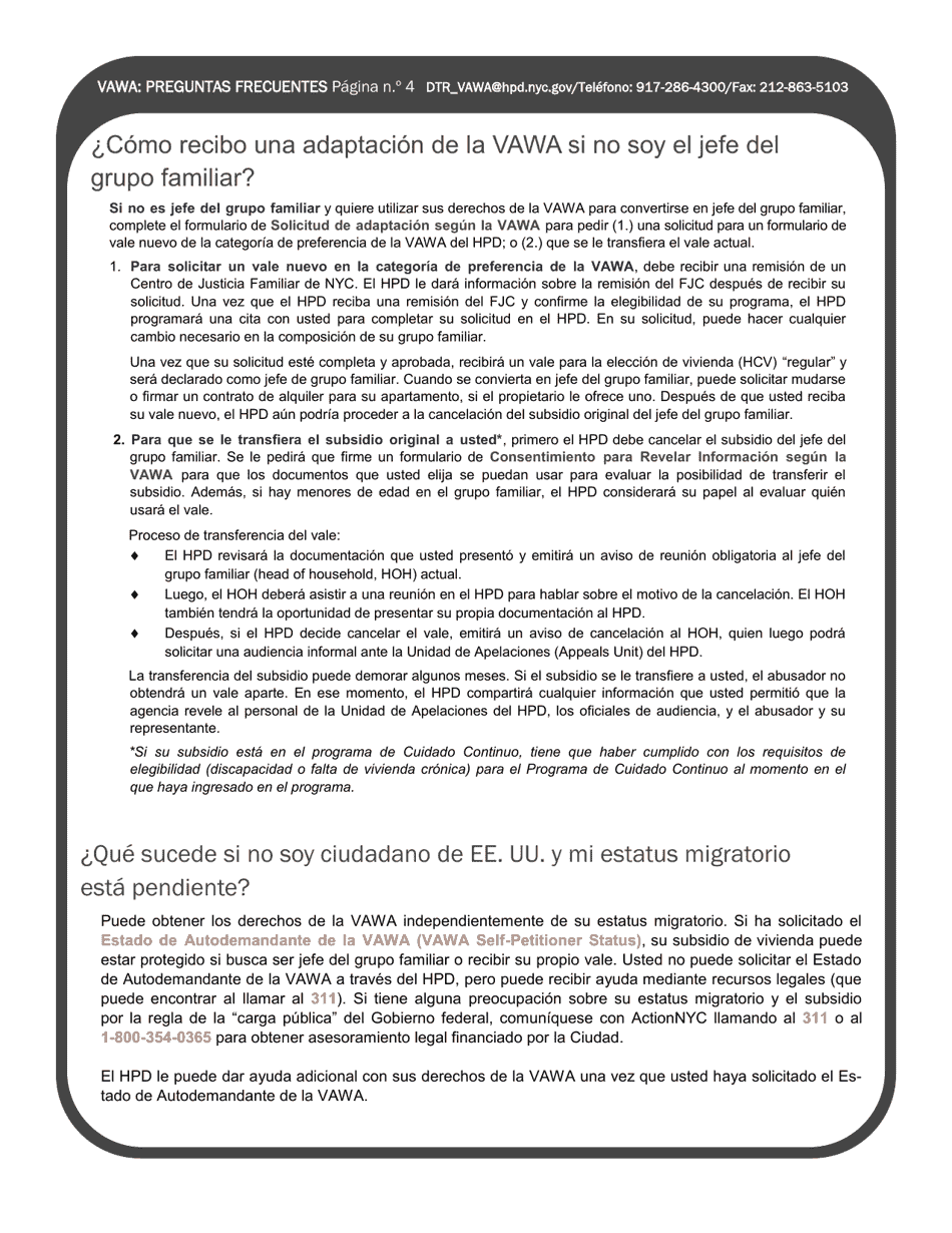 Solicitud De Adaptacion Segun La Ley De Violencia Contra La Mujer (Vawa) - New York City (Spanish), Page 6