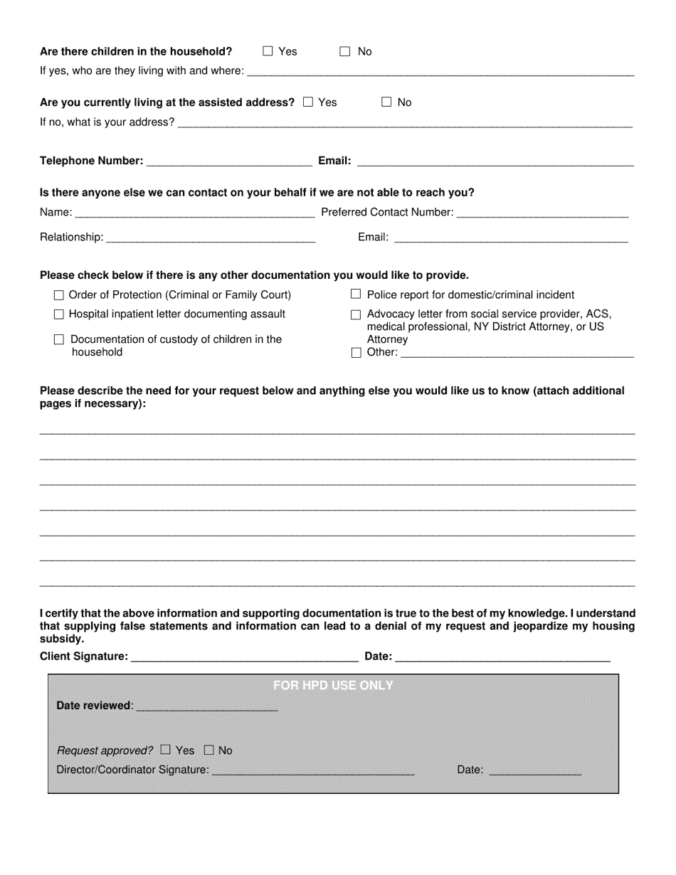 Nyc 15 / 15 Domestic / Intimate Partner Violence Accommodation Request - New York City, Page 2