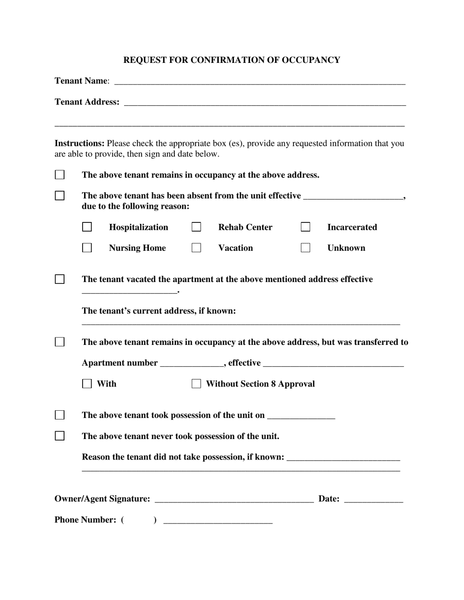 New York City Request For Confirmation Of Occupancy - Fill Out, Sign ...