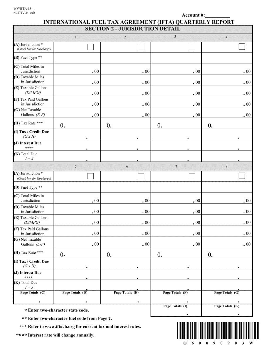 Form WV / IFTA-13 International Fuel Tax Agreement (Ifta) Quarterly Report - West Virginia, Page 4