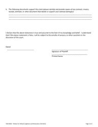 Form 100-00262 Motion for Default Judgment and Declaration (Small Claims Case) - Vermont, Page 2