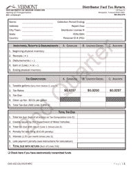 Document preview: Form CVO-102 Distributor Fuel Tax Return - 2nd Quarter - Vermont