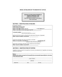 Document preview: Notice of Execution Drawn up Under a Specific Law (Articles 681 and 682 C.c.p.) - Quebec, Canada