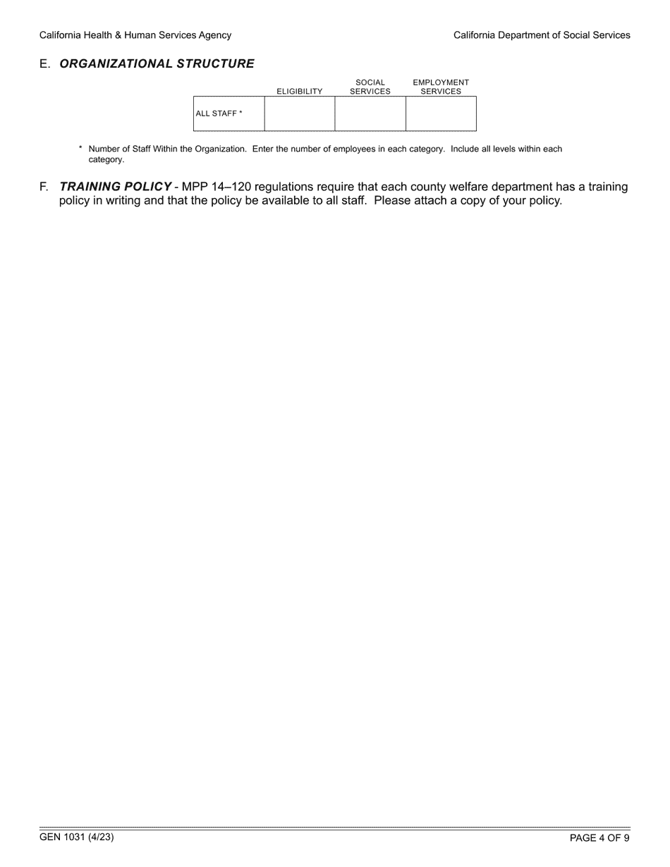 Form GEN1031 Annual County Training Plan - California, Page 4
