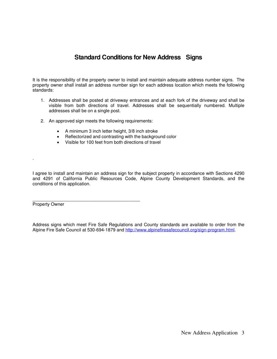 New Address Request Form - Alpine County, California, Page 3