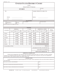 Document preview: Form TNED Transcript Invoice for Contract Court Reporters - Tennessee