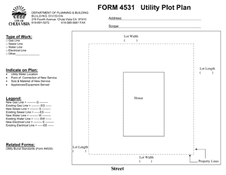 Document preview: Form 4531 Utility Plot Plan - City of Chula Vista, California