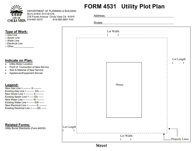 Form 4531 Utility Plot Plan - City of Chula Vista, California