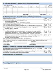 Form OHP3978 Prior Authorization Request for Medications and Oral Nutritional Supplements - Oregon, Page 2
