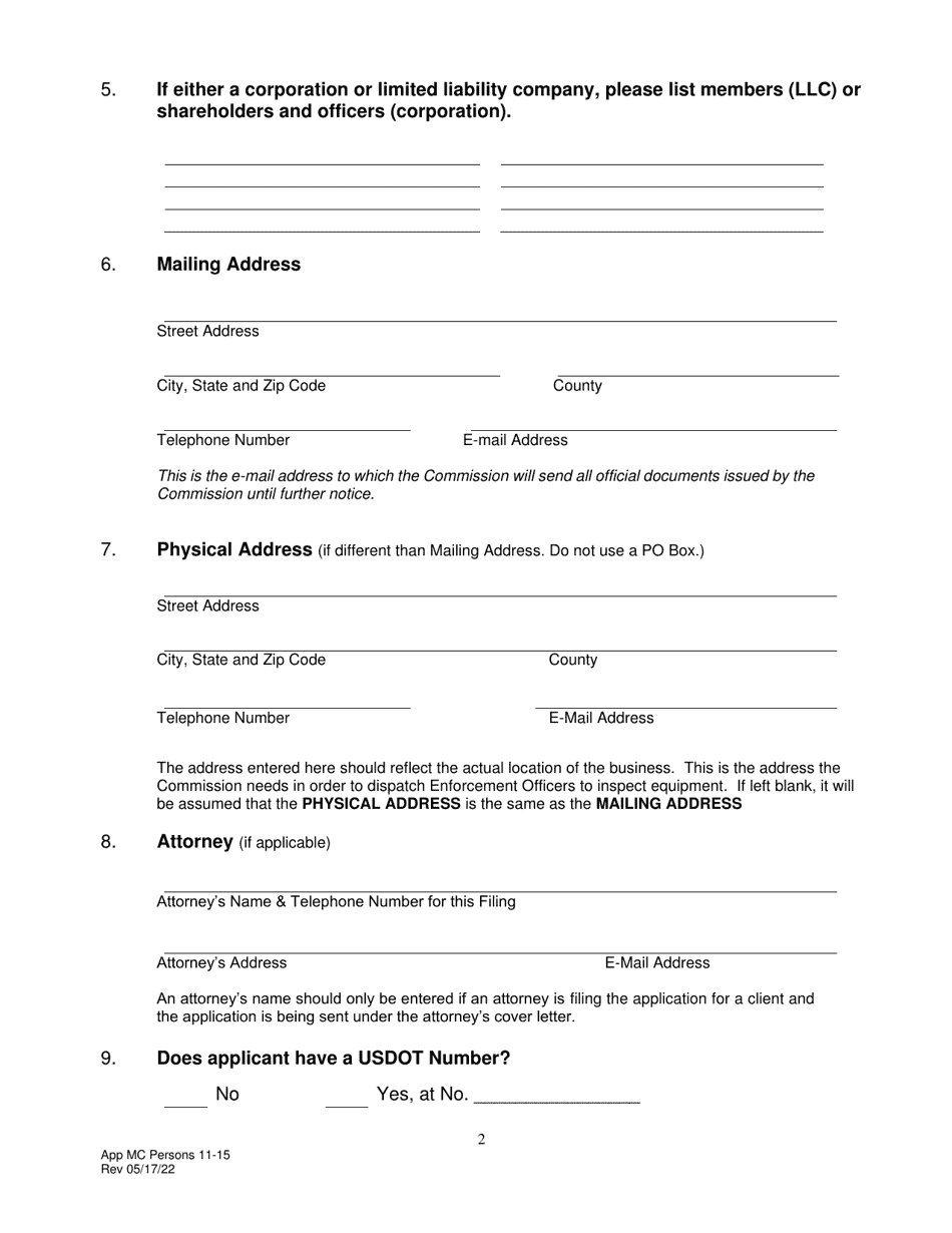 Application for Motor Common Carrier of Persons Group and Party Service in Vehicles Seating 11 to 15, Including the Driver - Pennsylvania, Page 4