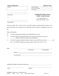 Document preview: Form CSX106 Confidential Address Form - Public Authority Only - Minnesota