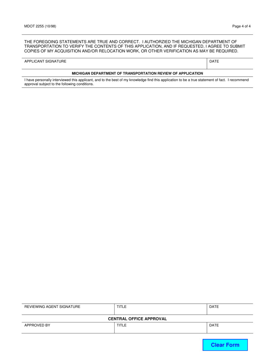 Form 2255 - Fill Out, Sign Online and Download Fillable PDF, Michigan ...