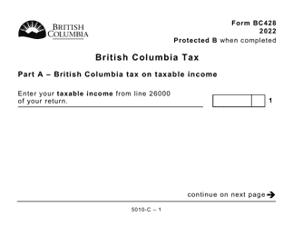 Form BC428 (5010-C) British Columbia Tax - Large Print - Canada