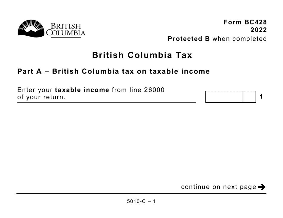 Form BC428 (5010-C) British Columbia Tax - Large Print - Canada, Page 1