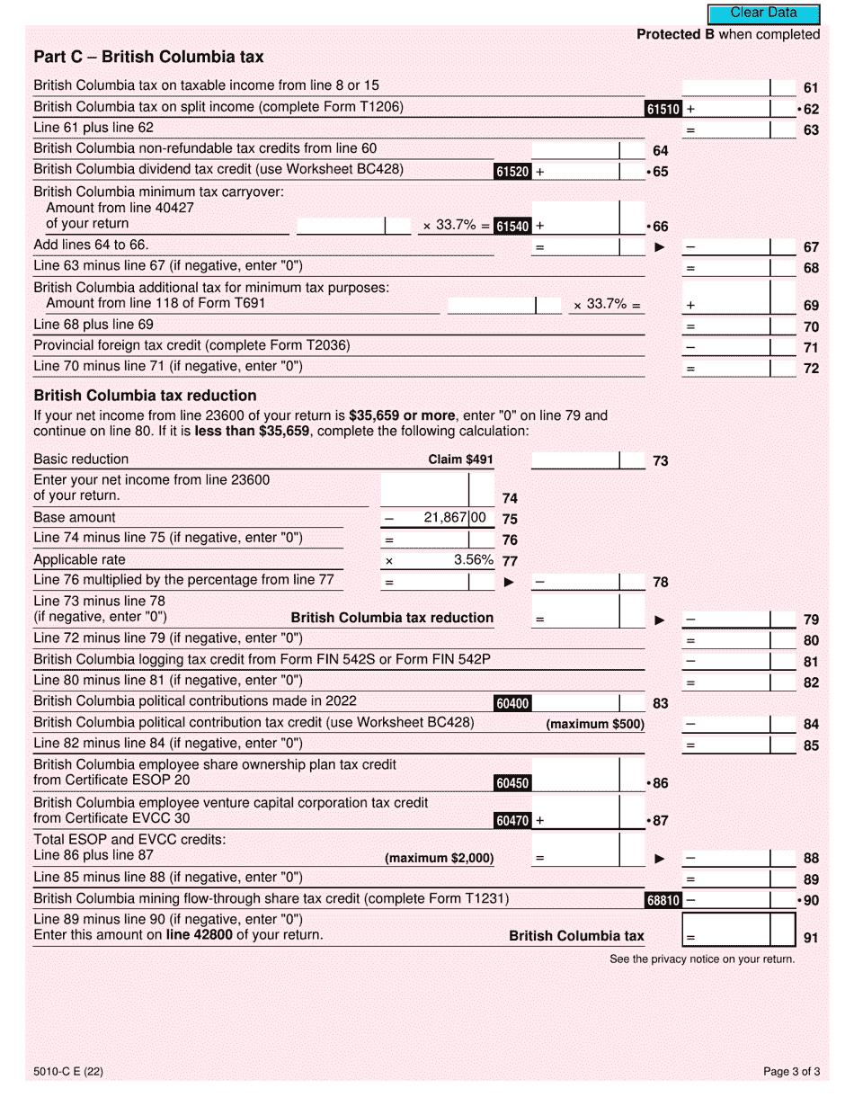 Form BC428 (5010-C) British Columbia Tax - Canada, Page 3