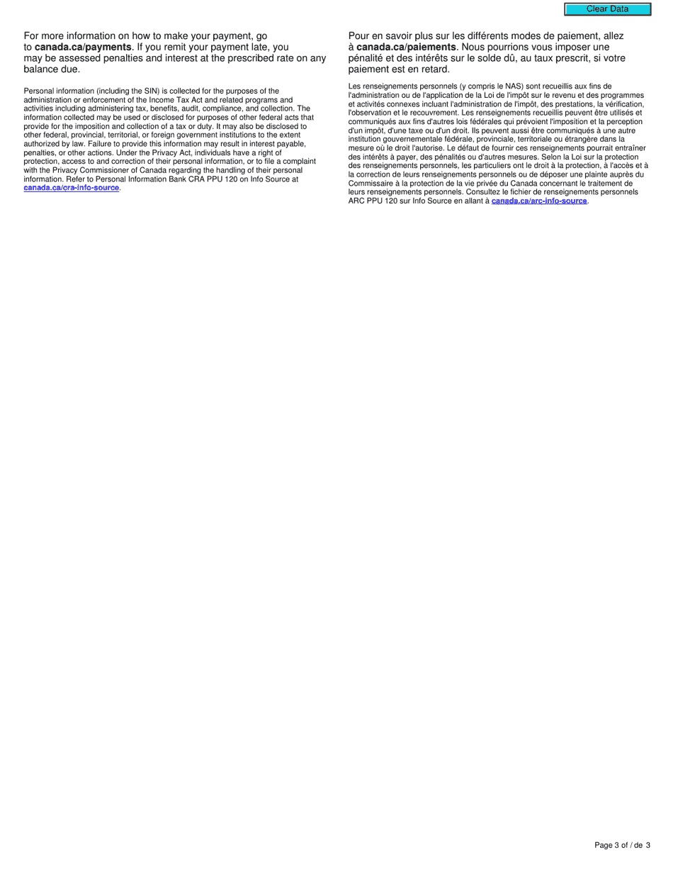 Form T4A SUM Summary of Pension, Retirement, Annuity, and Other Income - Canada (English / French), Page 3