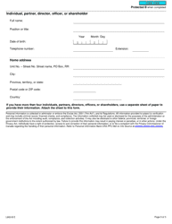 Form L600-B Schedule B Information Relating to Individuals, Partners, Directors, Officers, or Shareholders - Canada, Page 3