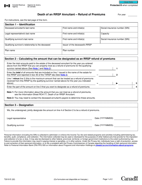 Form T2019  Printable Pdf