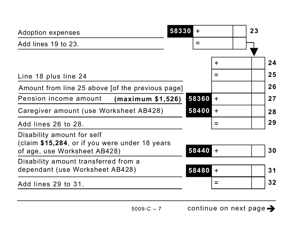 Form AB428 (5009-C) Alberta Tax and Credits - Large Print - Canada, Page 7