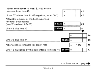 Form AB428 (5009-C) Alberta Tax and Credits - Large Print - Canada, Page 9