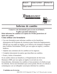 Document preview: Formulario DHS0943 Informe De Cambio (Large Print) - Oregon (Spanish)