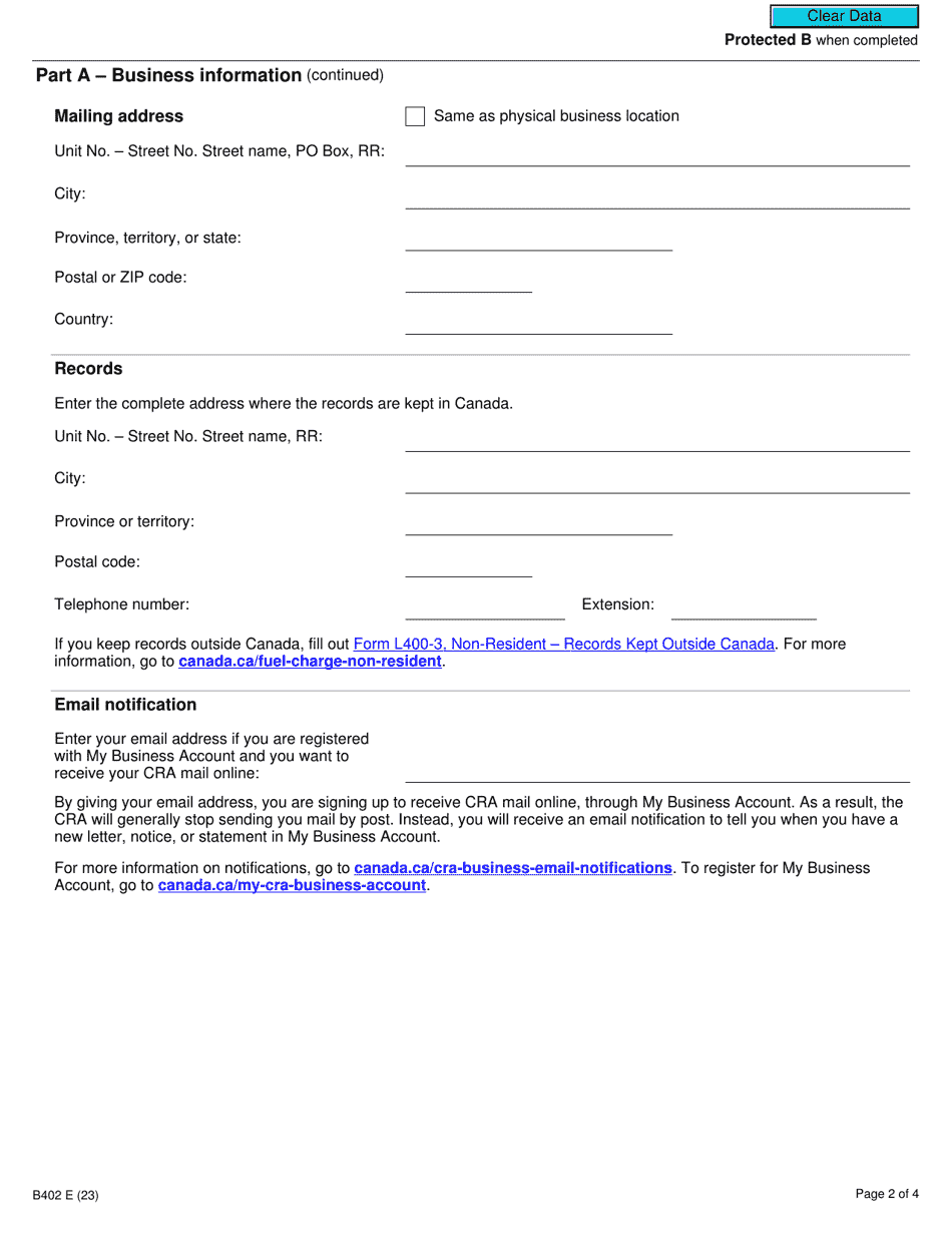 Form B402 Download Fillable PDF or Fill Online Fuel Charge Return for