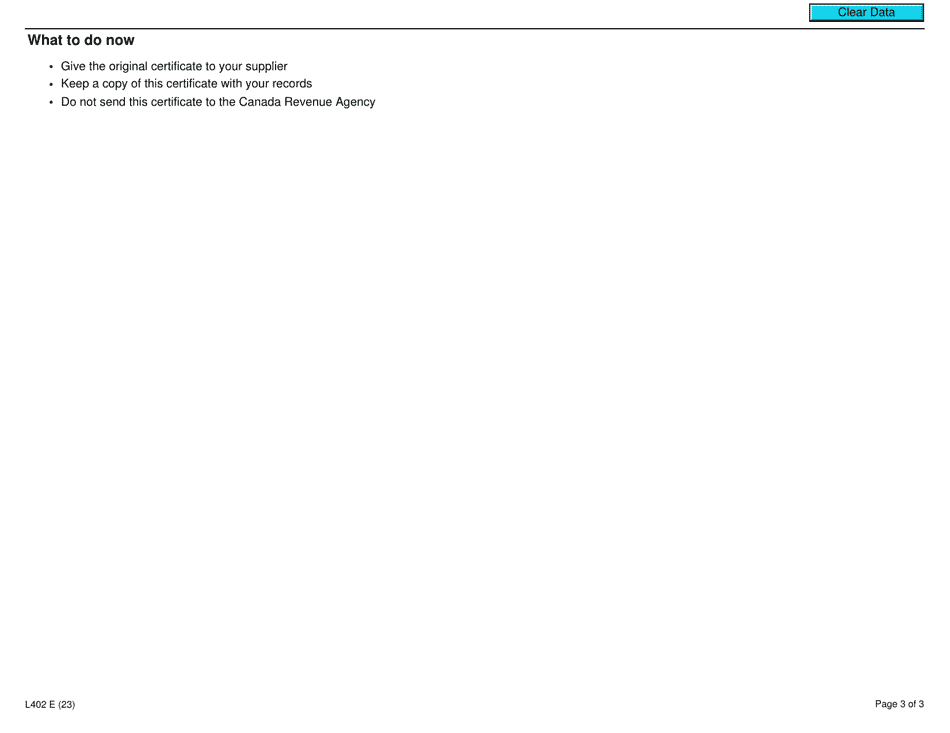 Form L402 Fuel Charge Exemption Certificate for Farmers - Canada, Page 3