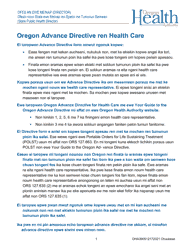 Document preview: Form OHA3905 Oregon Advance Directive for Health Care - Oregon (Chuukese)