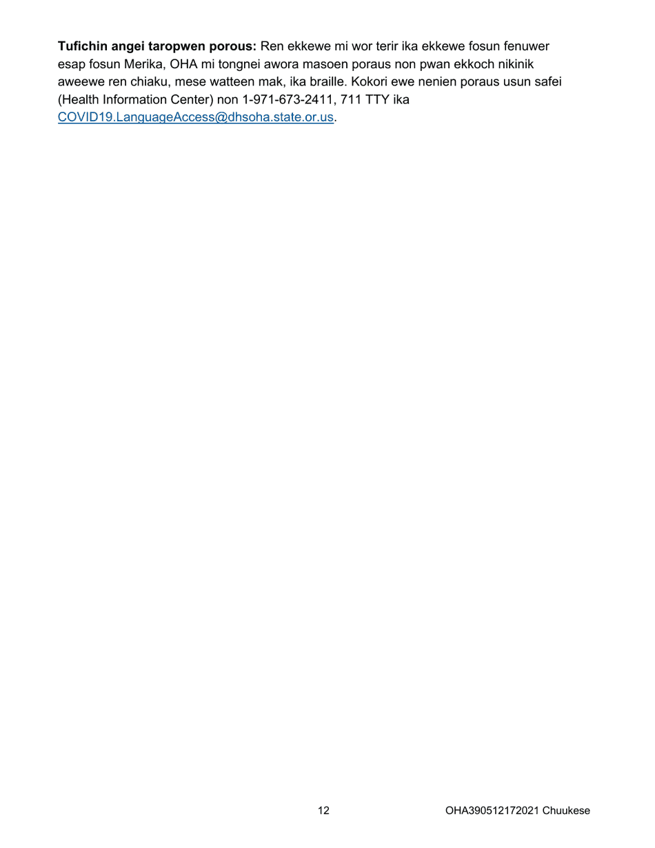 Form OHA3905 Oregon Advance Directive for Health Care - Oregon (Chuukese), Page 12