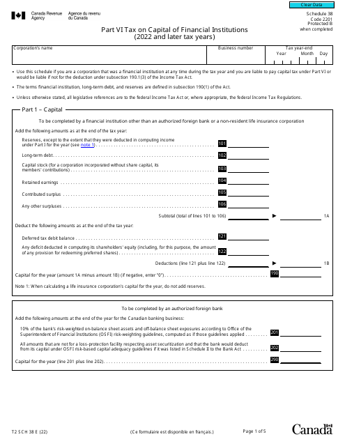 Form T2 Schedule 38  Printable Pdf