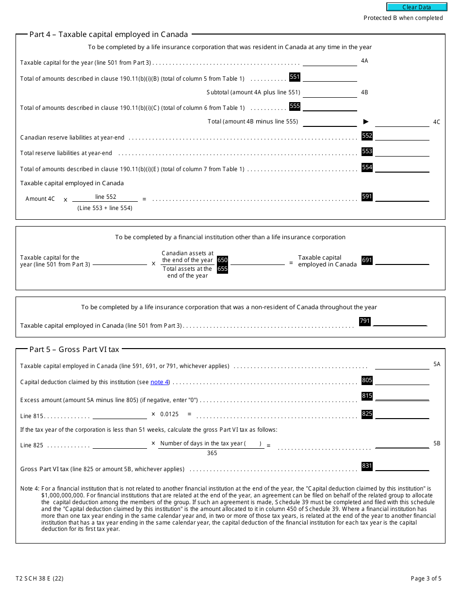Form T2 Schedule 38 Part VI Tax on Capital of Financial Institutions (2022 and Later Tax Years) - Canada, Page 3