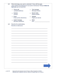 Sworn Application and Petition to Stop Cyberbullying Under Texas Civil Practice and Remedies Code Chapter 129a - Texas (English/Spanish), Page 9