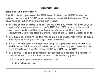 Form T3012A Tax Deduction Waiver on the Refund of Your Unused Rrsp, Prpp, or Spp Contributions From Your Rrsp - Large Print - Canada, Page 10
