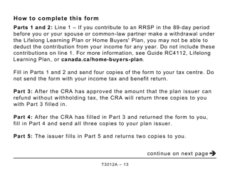 Form T3012A Tax Deduction Waiver on the Refund of Your Unused Rrsp, Prpp, or Spp Contributions From Your Rrsp - Large Print - Canada, Page 13
