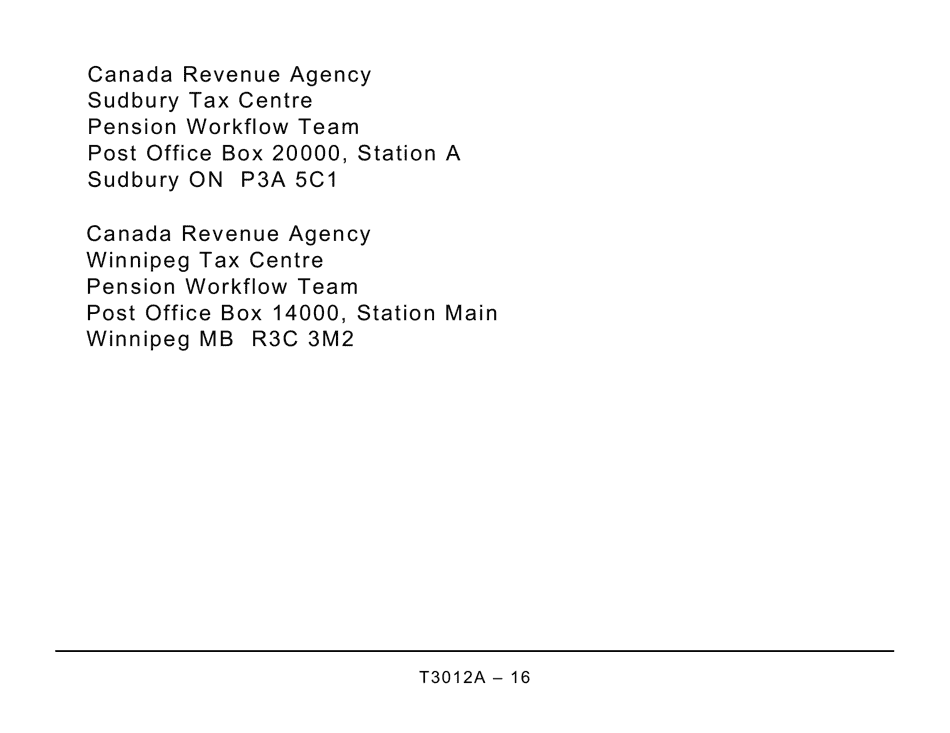 Form T3012A Tax Deduction Waiver on the Refund of Your Unused Rrsp, Prpp, or Spp Contributions From Your Rrsp - Large Print - Canada, Page 16