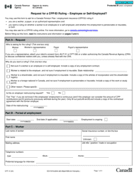 Form CPT1 Request for a Cpp/Ei Ruling - Employee or Self-employed - Canada