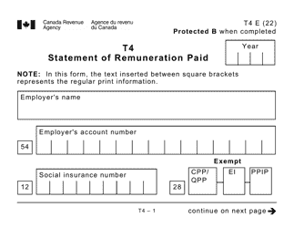 Form T4 Statement of Remuneration Paid - Large Print - Canada