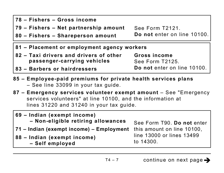 Form T4 Statement of Remuneration Paid - Large Print - Canada, Page 7