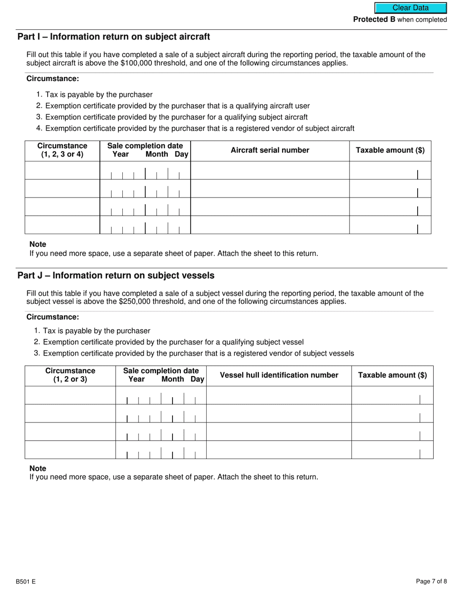 Form B501 Luxury Tax and Information Return for Non-registrants - Canada, Page 7