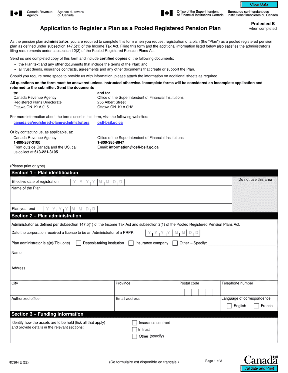 Form Rc364 Download Fillable Pdf Or Fill Online Application To Register A Plan As A Pooled