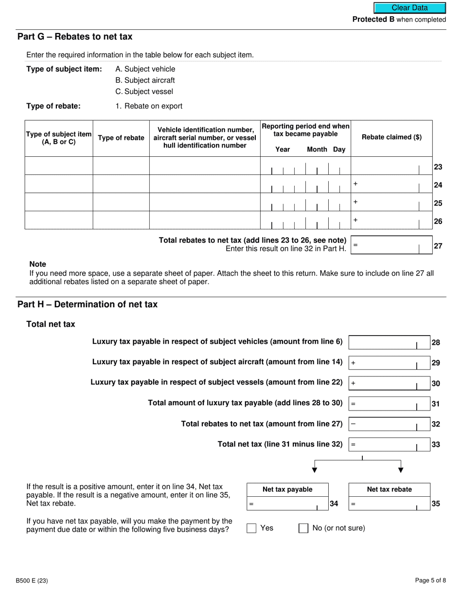 Form B500 - Fill Out, Sign Online and Download Fillable PDF, Canada ...