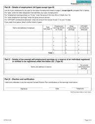 Form CPT20 Election to Pay Canada Pension Plan Contributions - Canada, Page 2