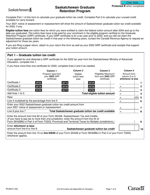 Form RC360 2022 Printable Pdf