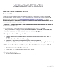 Declaration for Employment Certificate - Home Study Program - Georgia (United States)