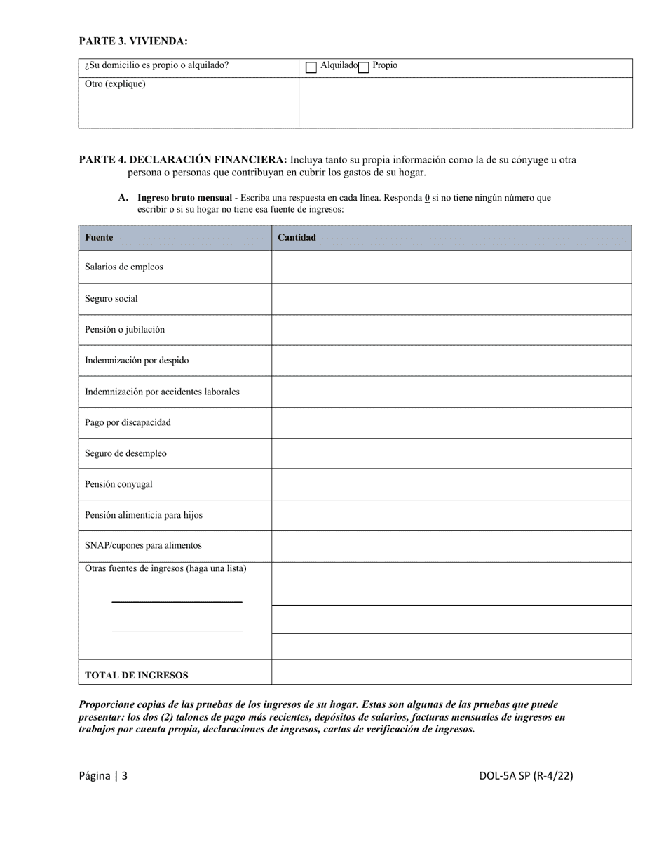 Formulario DOL-5A SP Solicitud De Exencion De Reembolso De Sobrepago - Georgia (United States) (Spanish), Page 3