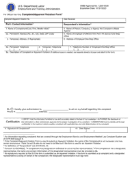 Document preview: ETA Form 8429 Complaint/Apparent Violation Form
