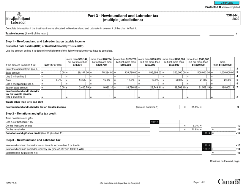 Form T3MJ-NL Part 3 2022 Printable Pdf